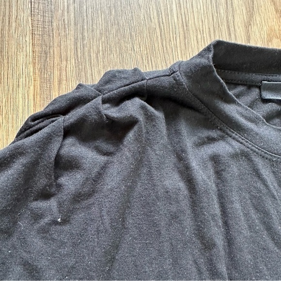 AllSaints Natalie Slim Fit Gathered Midi Dress Size 4 Black Short Sleeve Stretch - Picture 9 of 11